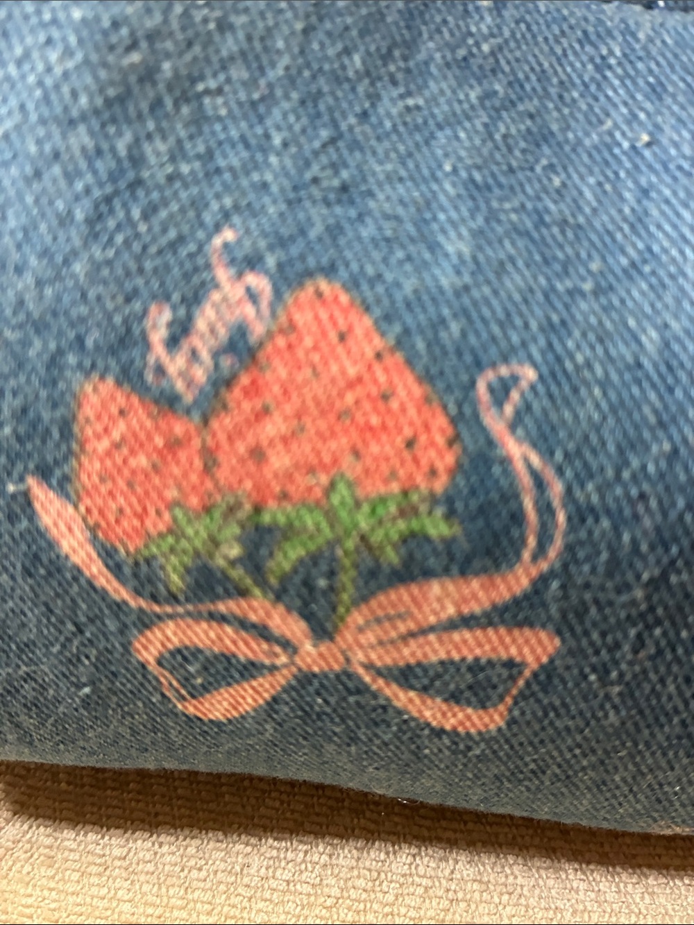 Juicy Couture Blue Denim Floral Bow Shoulder Bag with Strawberry Charm - Picture 9 of 12